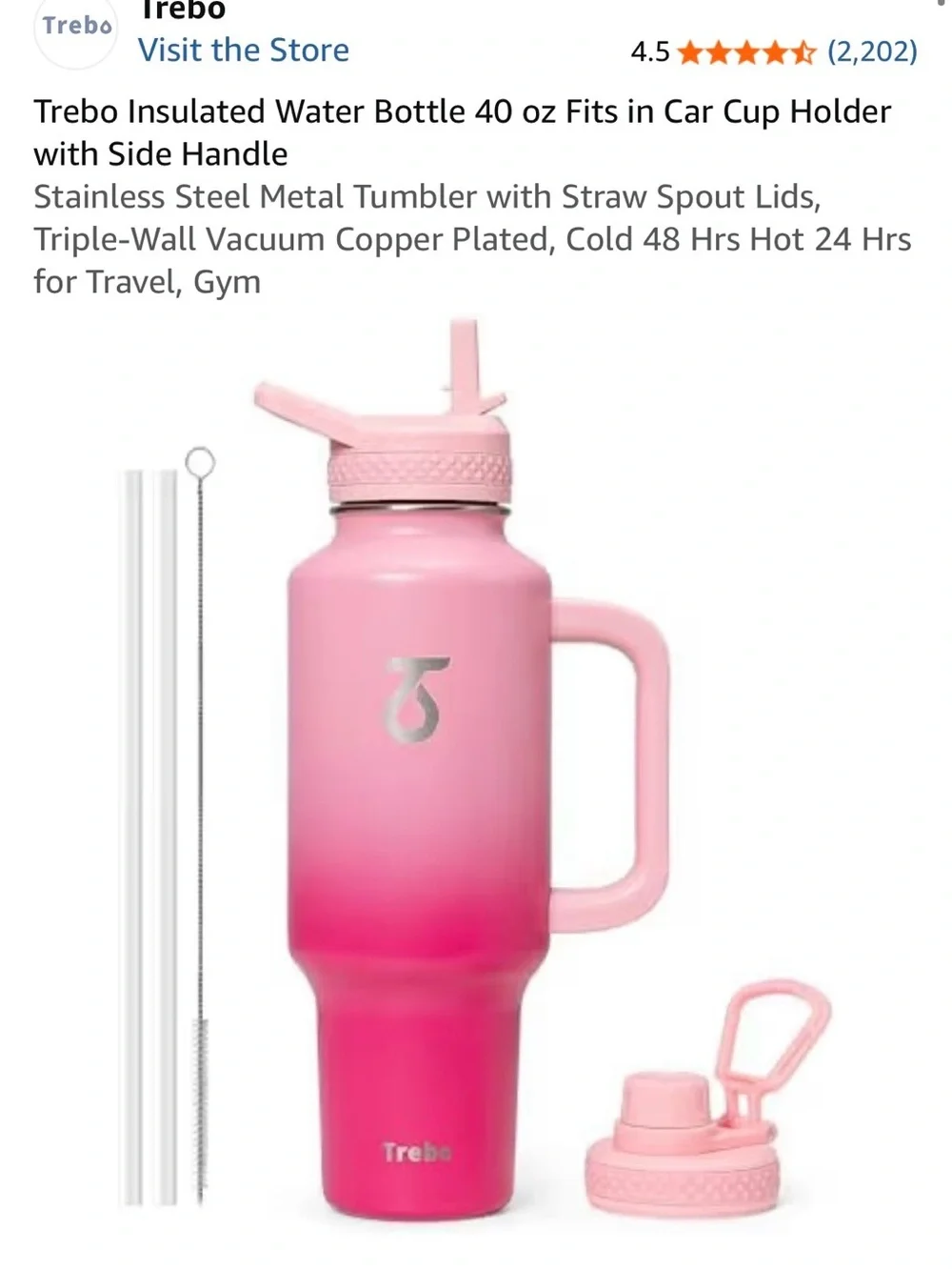Pink Ombre 40 oz water bottle
